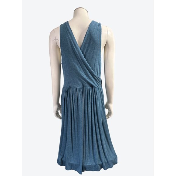 Ann Taylor LOFT Rayon Polyester Spandex Pleated Flare V-neck Midi Dress Size L - Picture 4 of 9